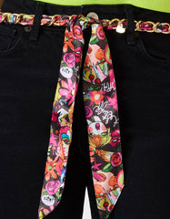 SCARF AND CHAIN TIE BELT BLACK MULTI