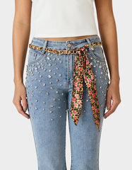 SCARF AND CHAIN TIE BELT LEOPARD MULTI
