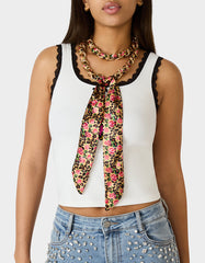 SCARF AND CHAIN TIE BELT LEOPARD MULTI