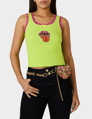 PRINTED HEART CHAIN BELT BLACK