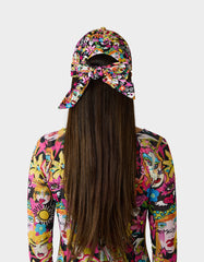 PRINTED BASEBALL HAT WITH BOW TIE BLACK MULTI