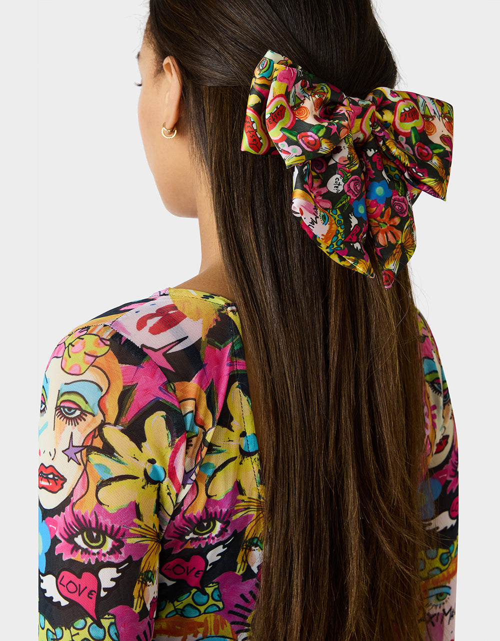 OVERSIZED BOW CLIP BLACK MULTI