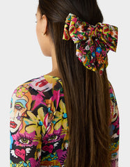 OVERSIZED BOW CLIP BLACK MULTI