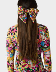 OVERSIZED BOW CLIP BLACK MULTI