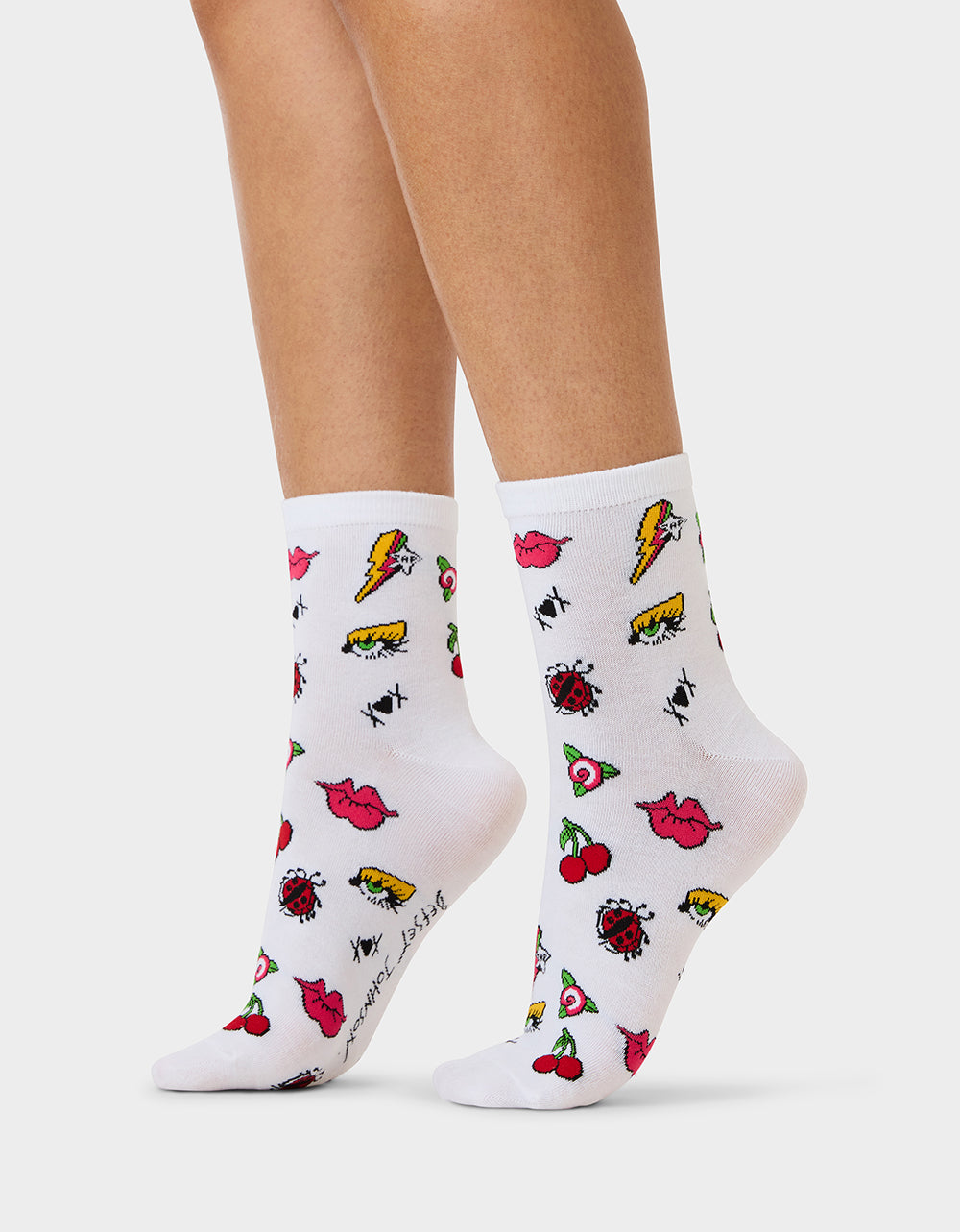 2-PACK EMBROIDERED CREW SOCK BLACK MULTI