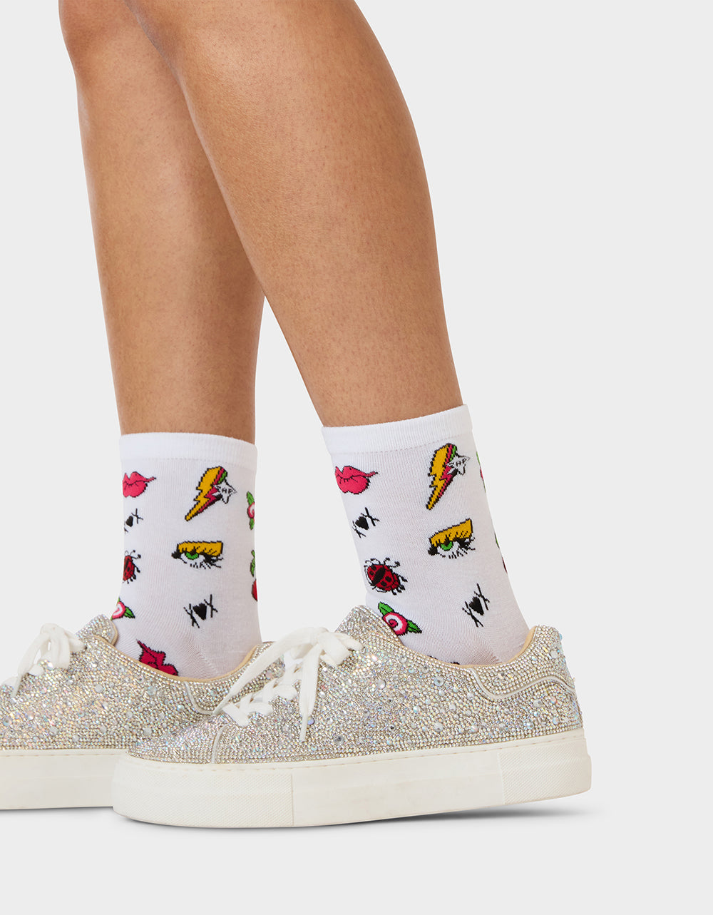 2-PACK EMBROIDERED CREW SOCK BLACK MULTI