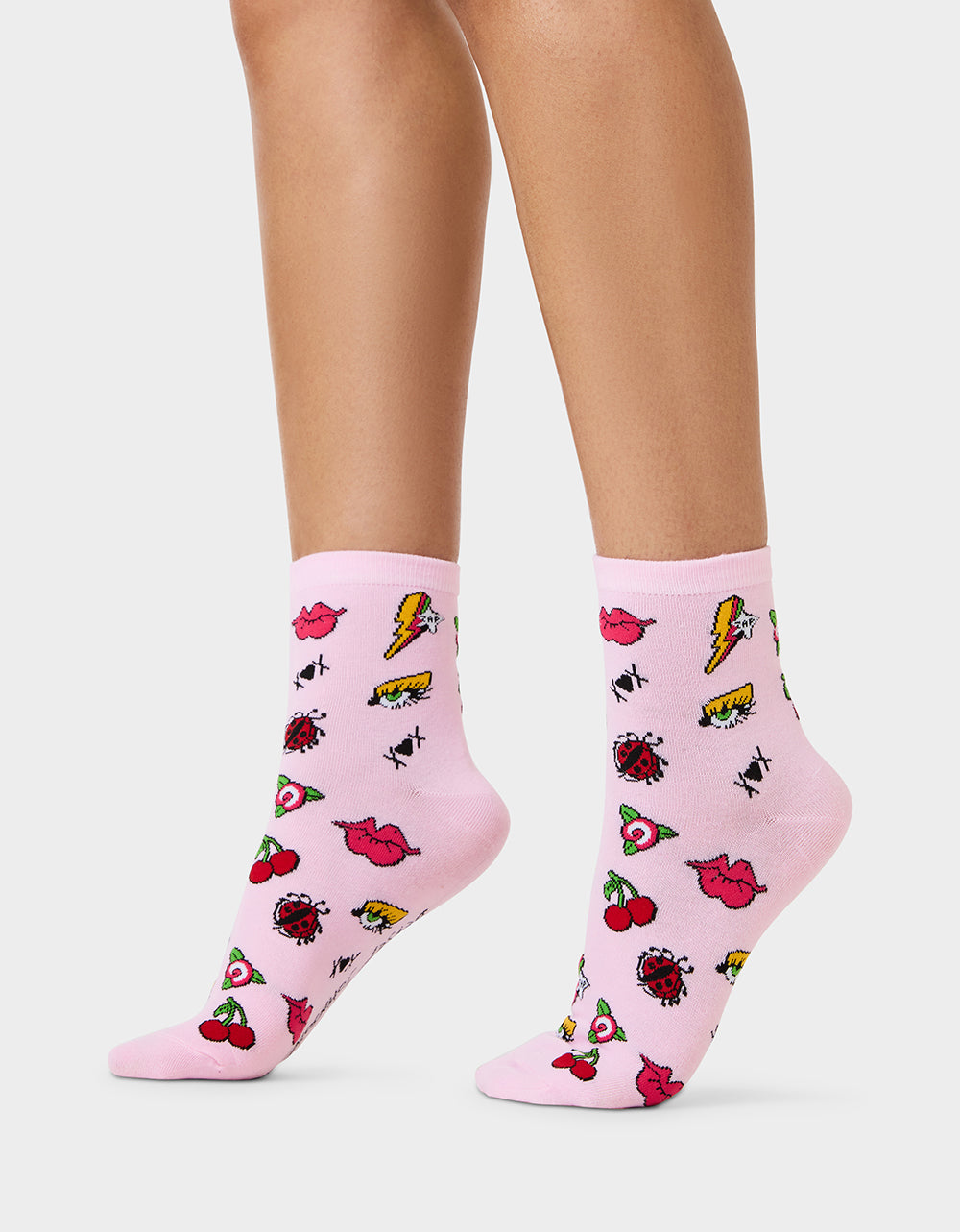2-PACK EMBROIDERED CREW SOCK PINK MULTI
