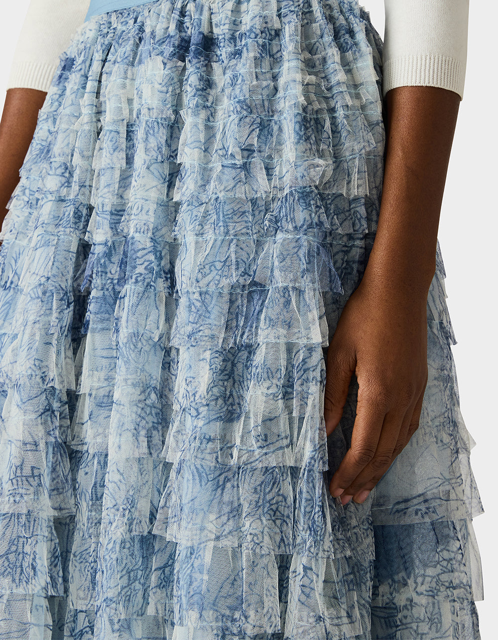 RUFFLED MAXI SKIRT DUSTY BLUE