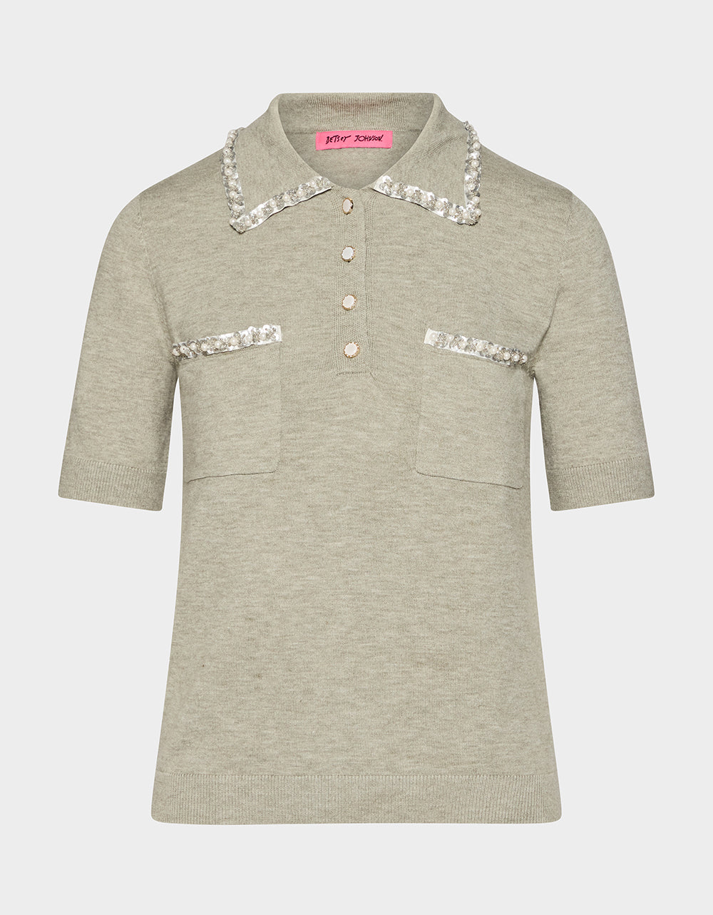 POLISHED IN PEARLS POLO HEATHER GREY