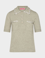 POLISHED IN PEARLS POLO HEATHER GREY