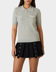 POLISHED IN PEARLS POLO HEATHER GREY