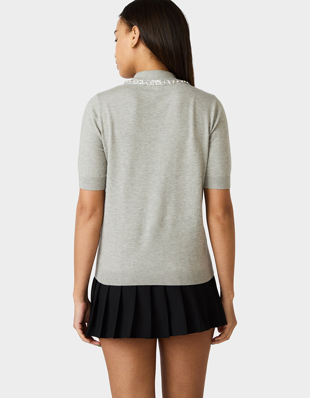 POLISHED IN PEARLS POLO HEATHER GREY