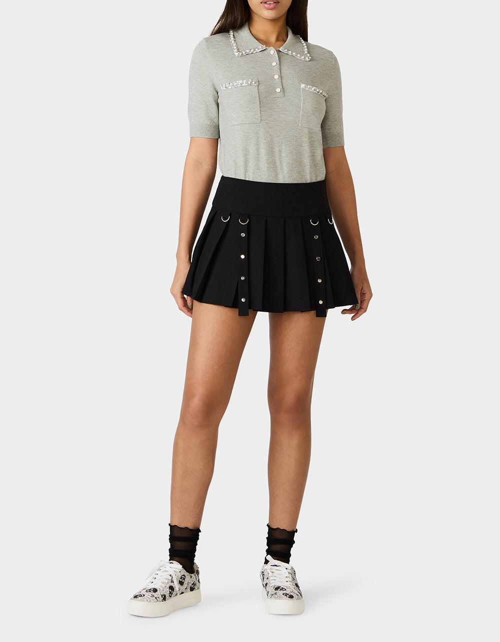 POLISHED IN PEARLS POLO HEATHER GREY