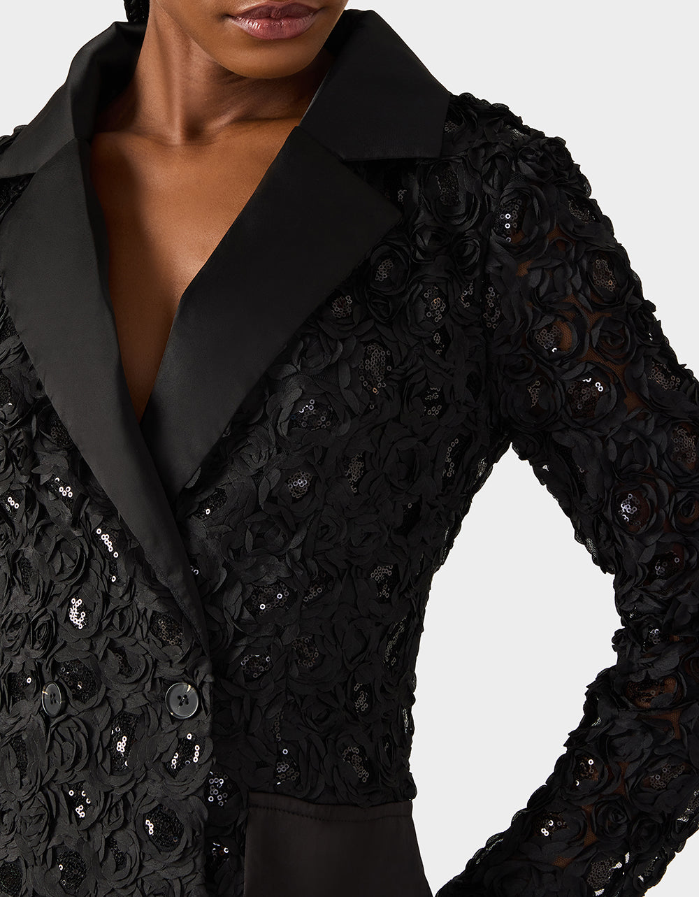 ROSETTE BLAZER DRESS BLACK