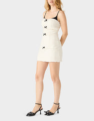 TWEED COMBO DRESS OFF WHITE