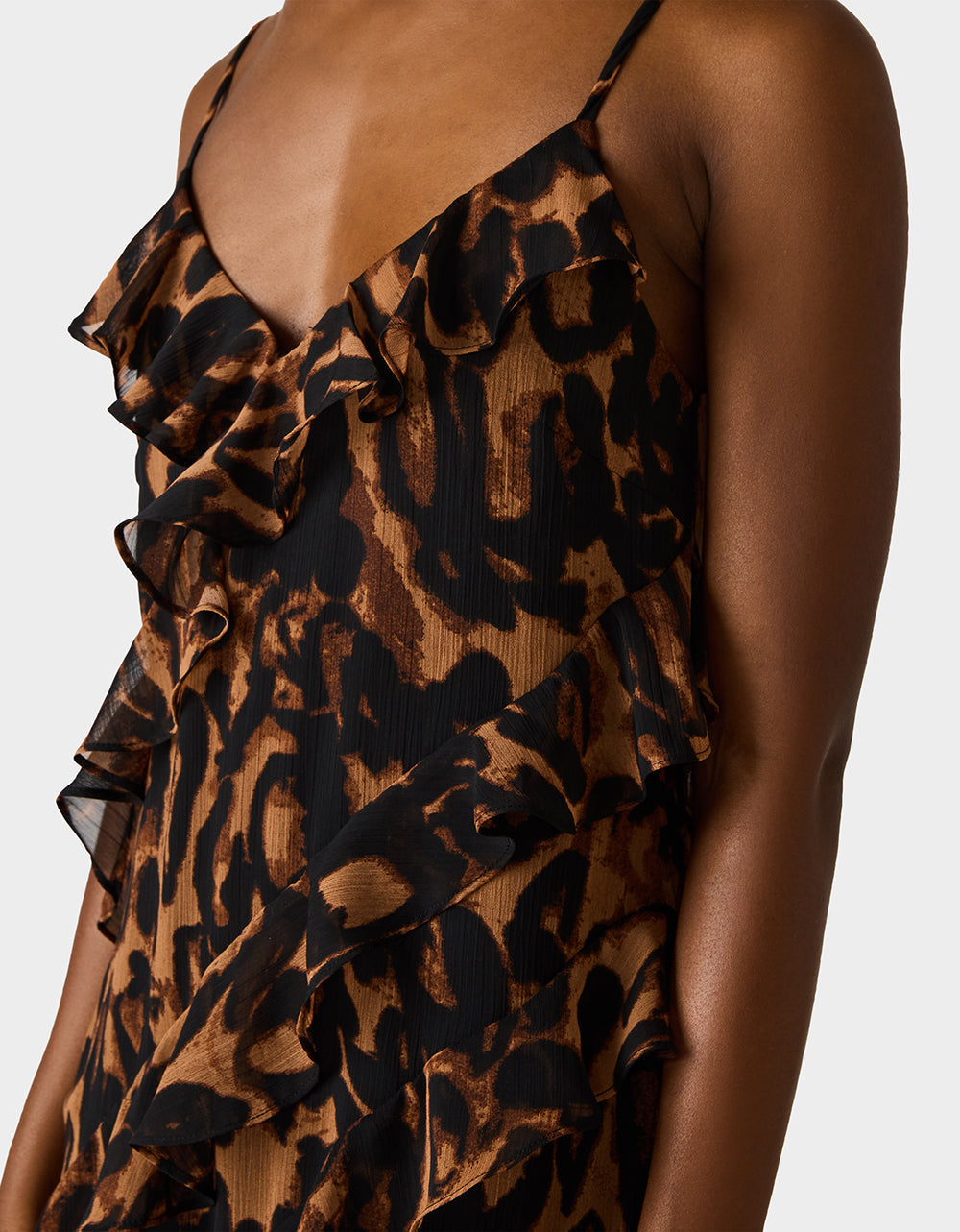 WILD RUFFLE MAXI DRESS LEOPARD