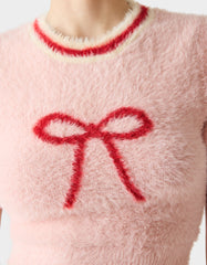 BETSEY'S BOW SWEATER PINK