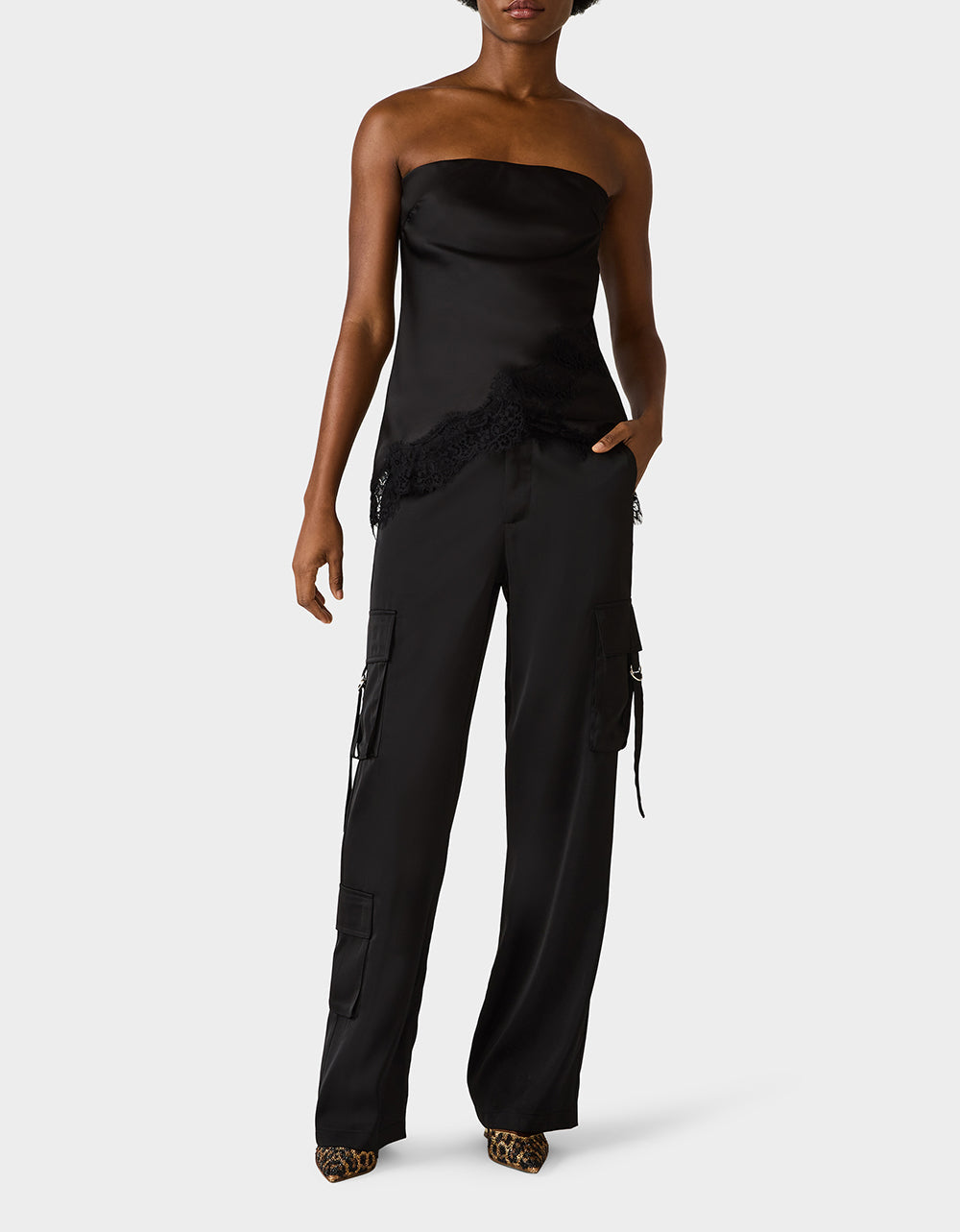 SILK UTILITY PANTS BLACK