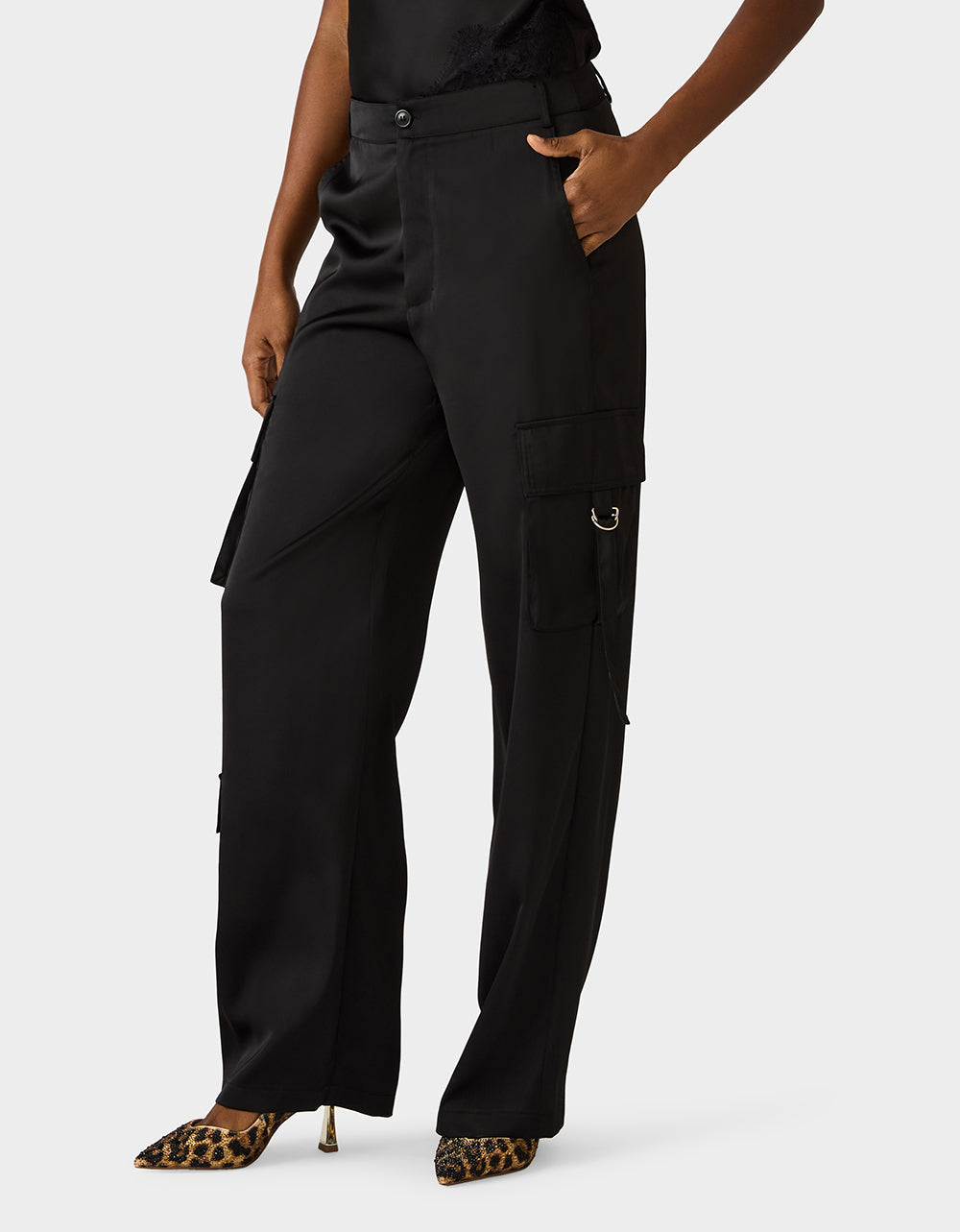 SILK UTILITY PANTS BLACK