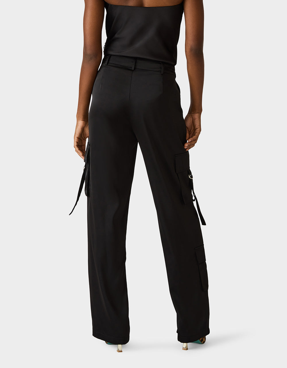 SILK UTILITY PANTS BLACK