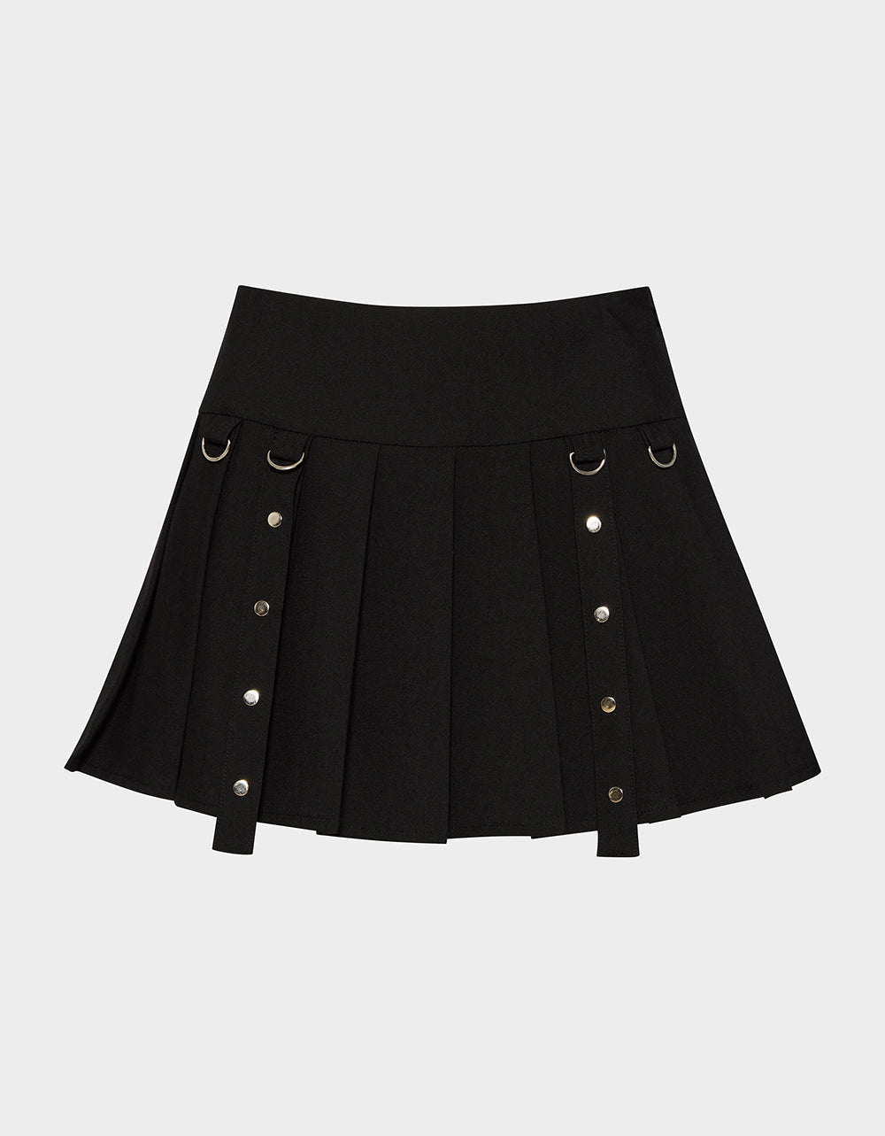 REBEL RIVET PLEATED SKIRT BLACK
