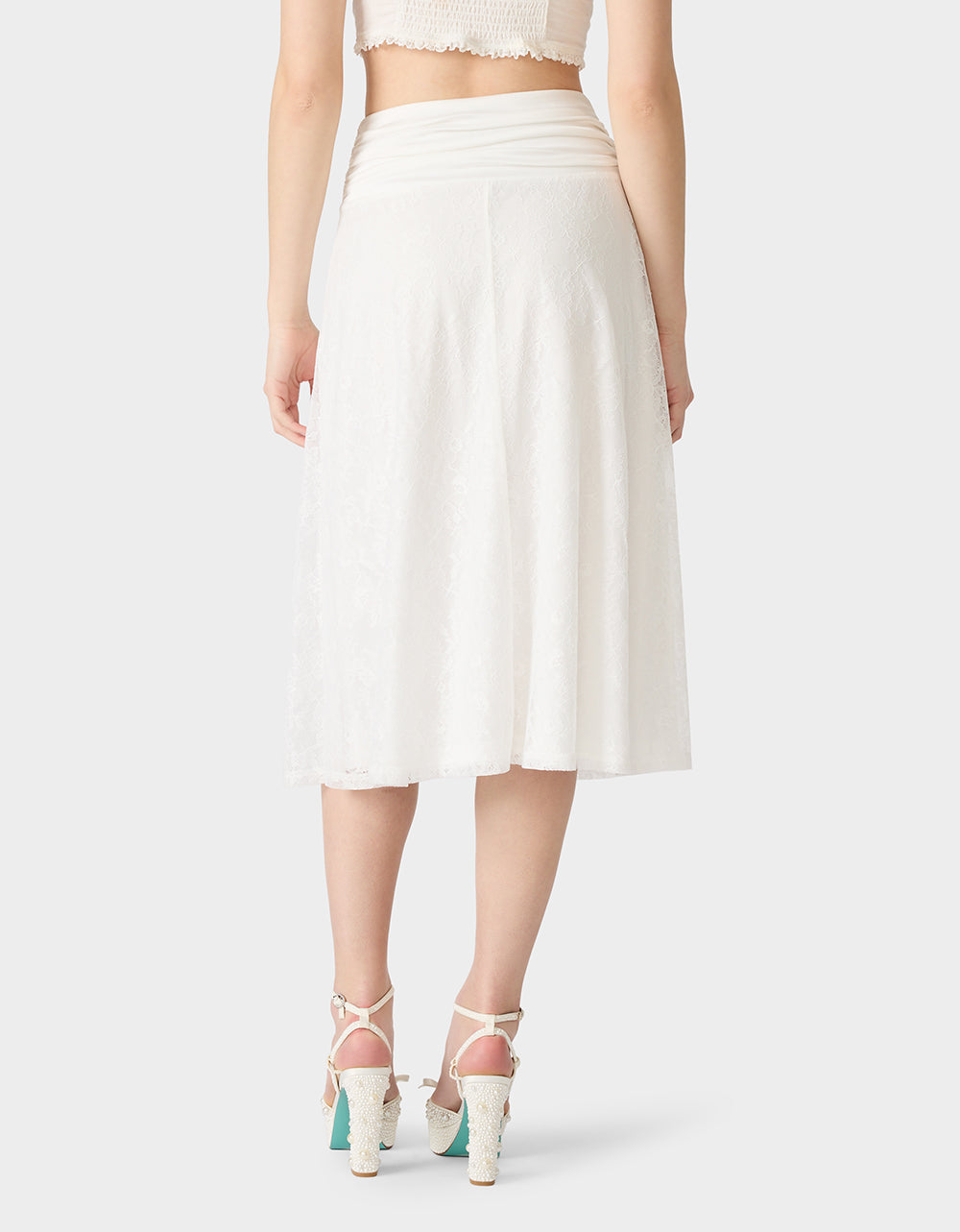 TIE ME LACE MIDI SKIRT WHITE