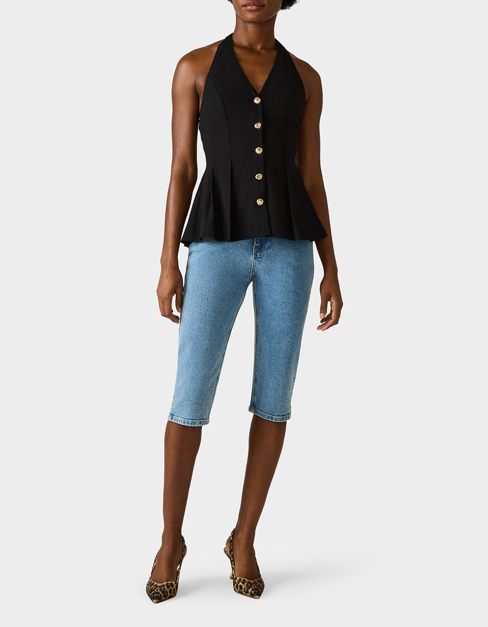 BUTTERCUP BUTTON TOP BLACK