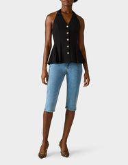BUTTERCUP BUTTON TOP BLACK