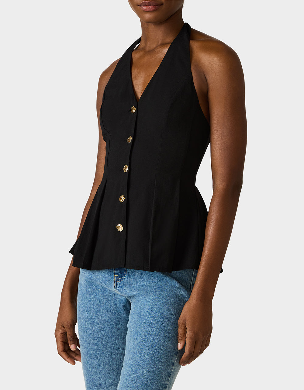 BUTTERCUP BUTTON TOP BLACK