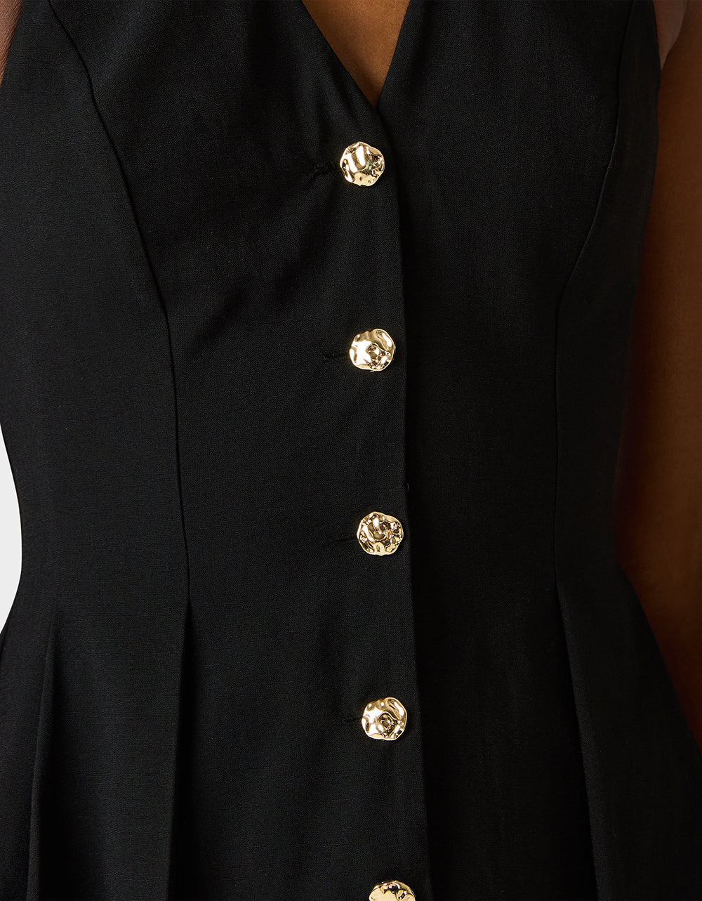 BUTTERCUP BUTTON TOP BLACK