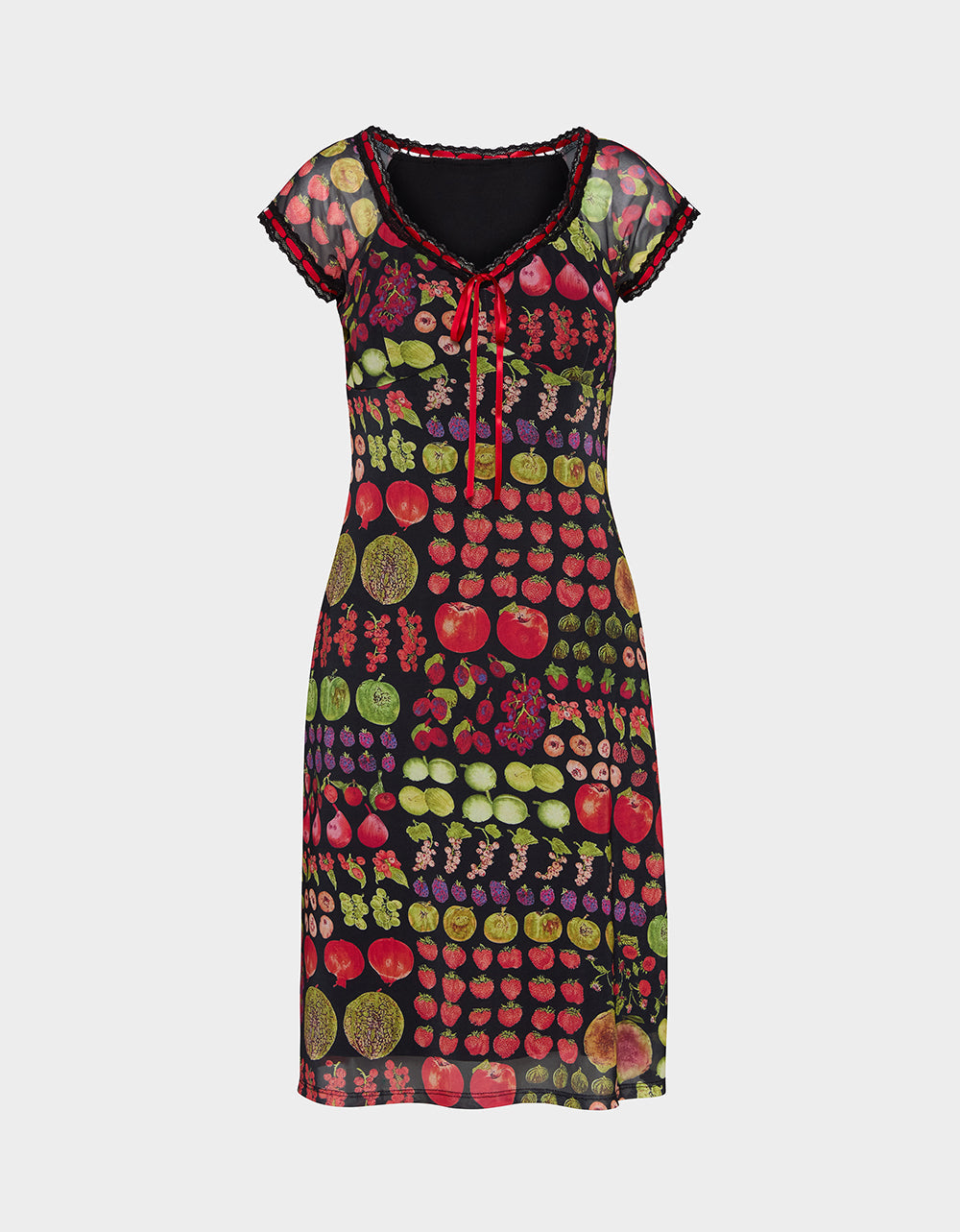 BETSEY'S FRUIT DRESS BLACK MULTI