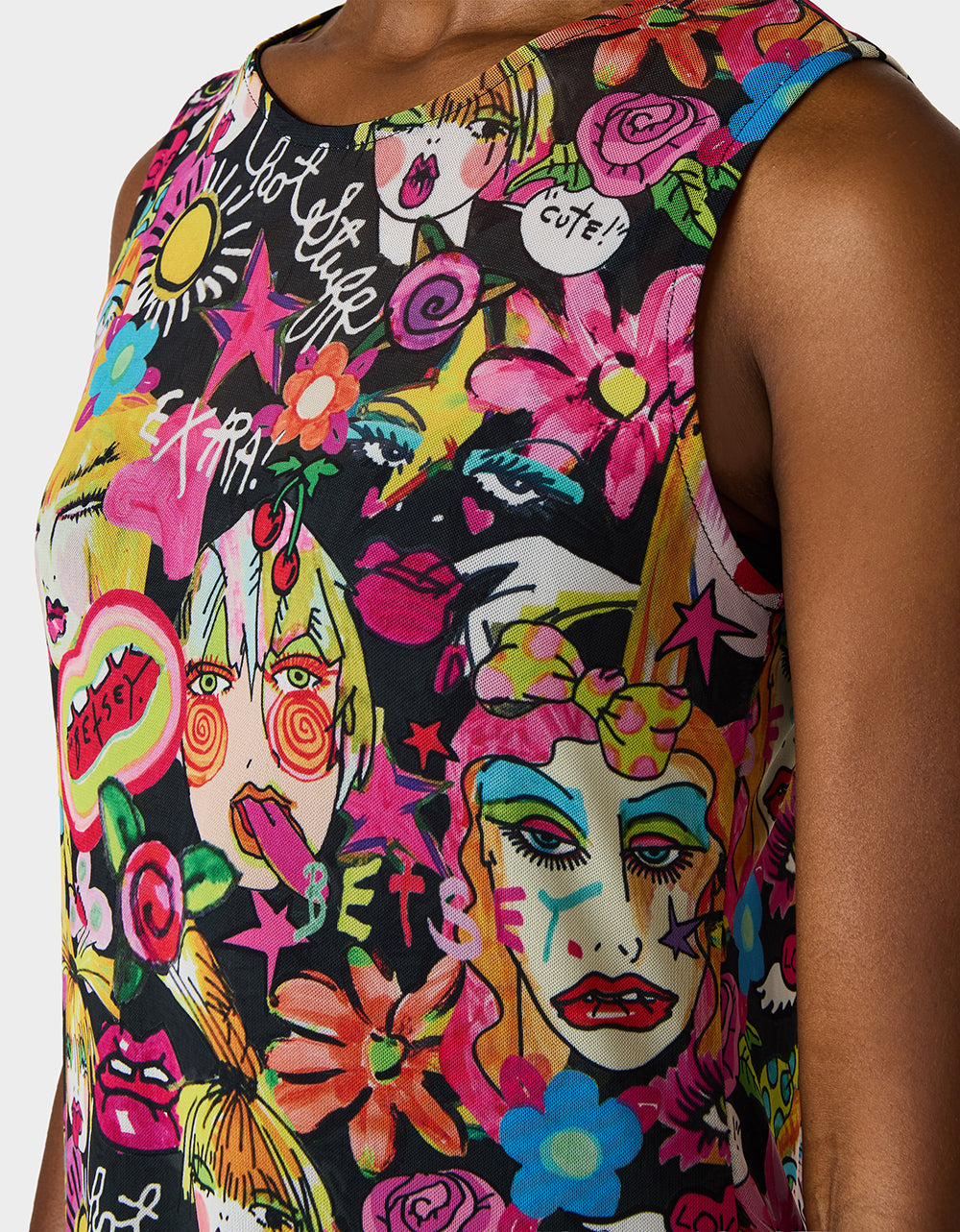 BETSEY'S ART TANK DRESS BLACK MULTI