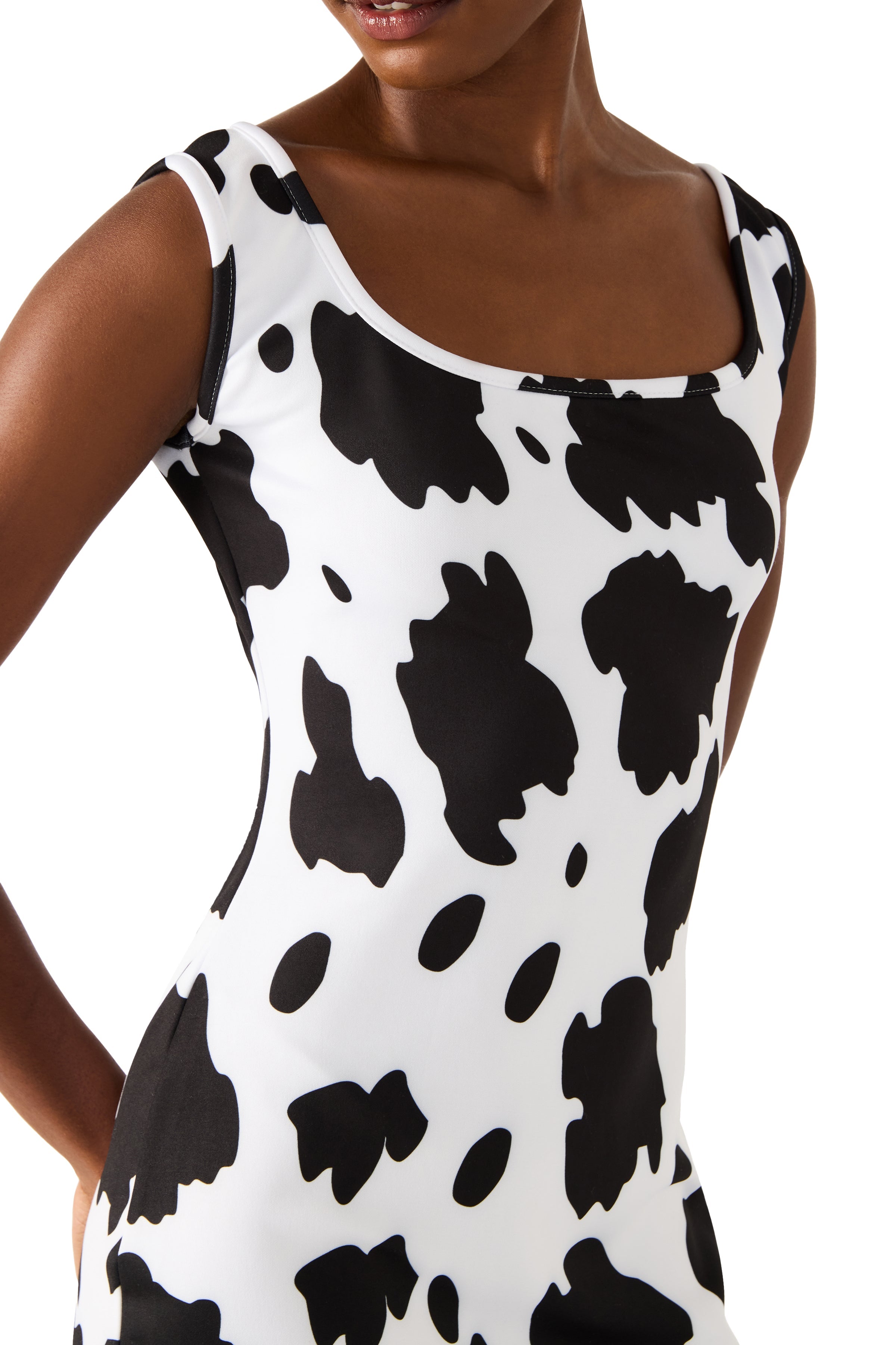 BETSEY COW PRINT DRESS BLACK/WHITE