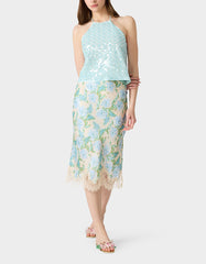 FLORAL SLIP SKIRT LIGHT BLUE
