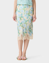 FLORAL SLIP SKIRT LIGHT BLUE
