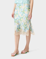 FLORAL SLIP SKIRT LIGHT BLUE