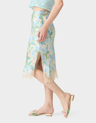 FLORAL SLIP SKIRT LIGHT BLUE