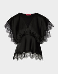 LACE LINES TOP BLACK