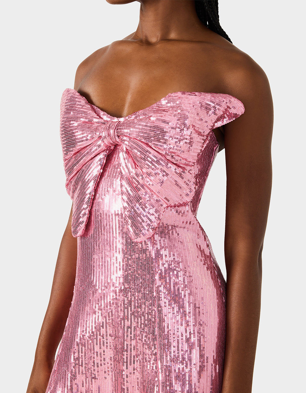 SEQUIN BOW DRESS PINK SEQUIN