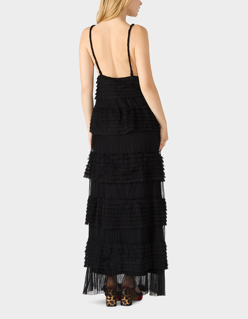 TIERED TULLE GOWN BLACK