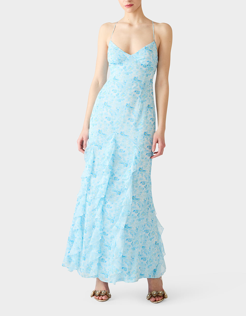 PETAL BREEZE MAXI DRESS BLUE