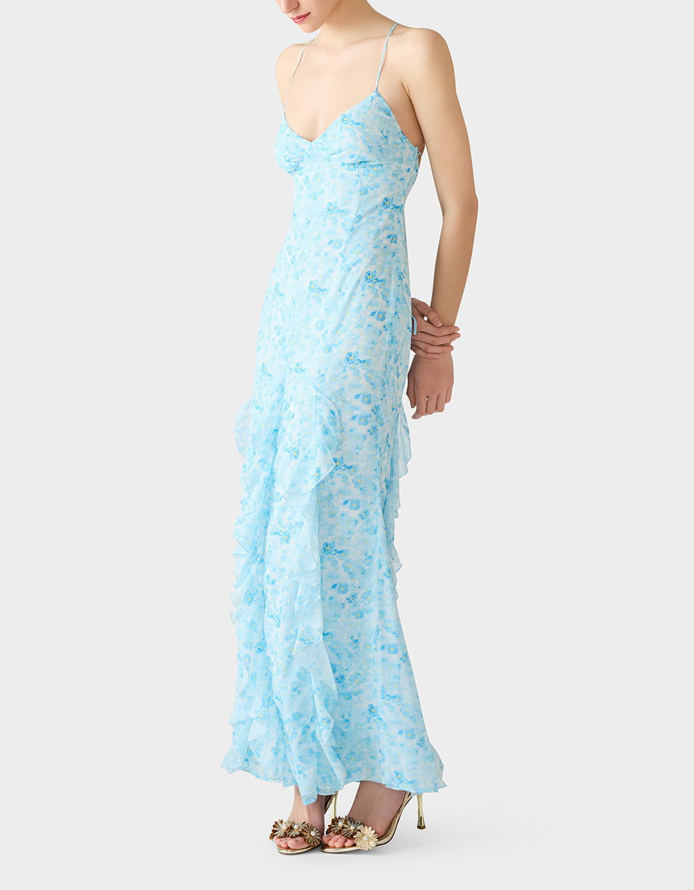 PETAL BREEZE MAXI DRESS BLUE