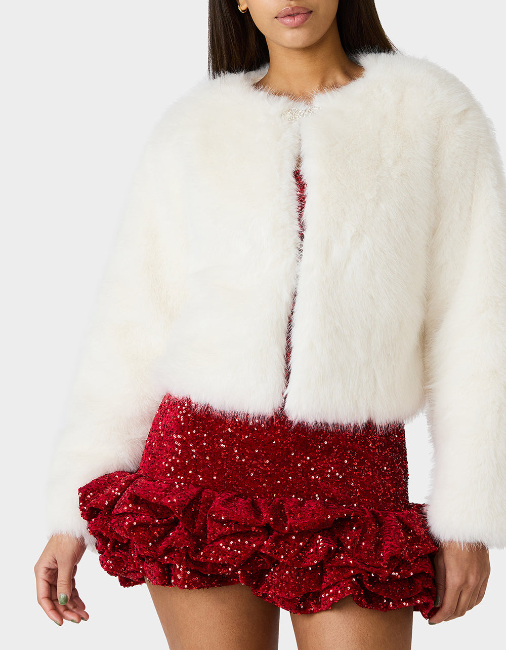 CHAMPAGNE LUXE FAUX FUR JACKET CREAM