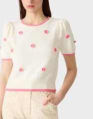 PETAL POP KNIT TOP OFF WHITE