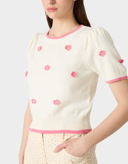 PETAL POP KNIT TOP OFF WHITE