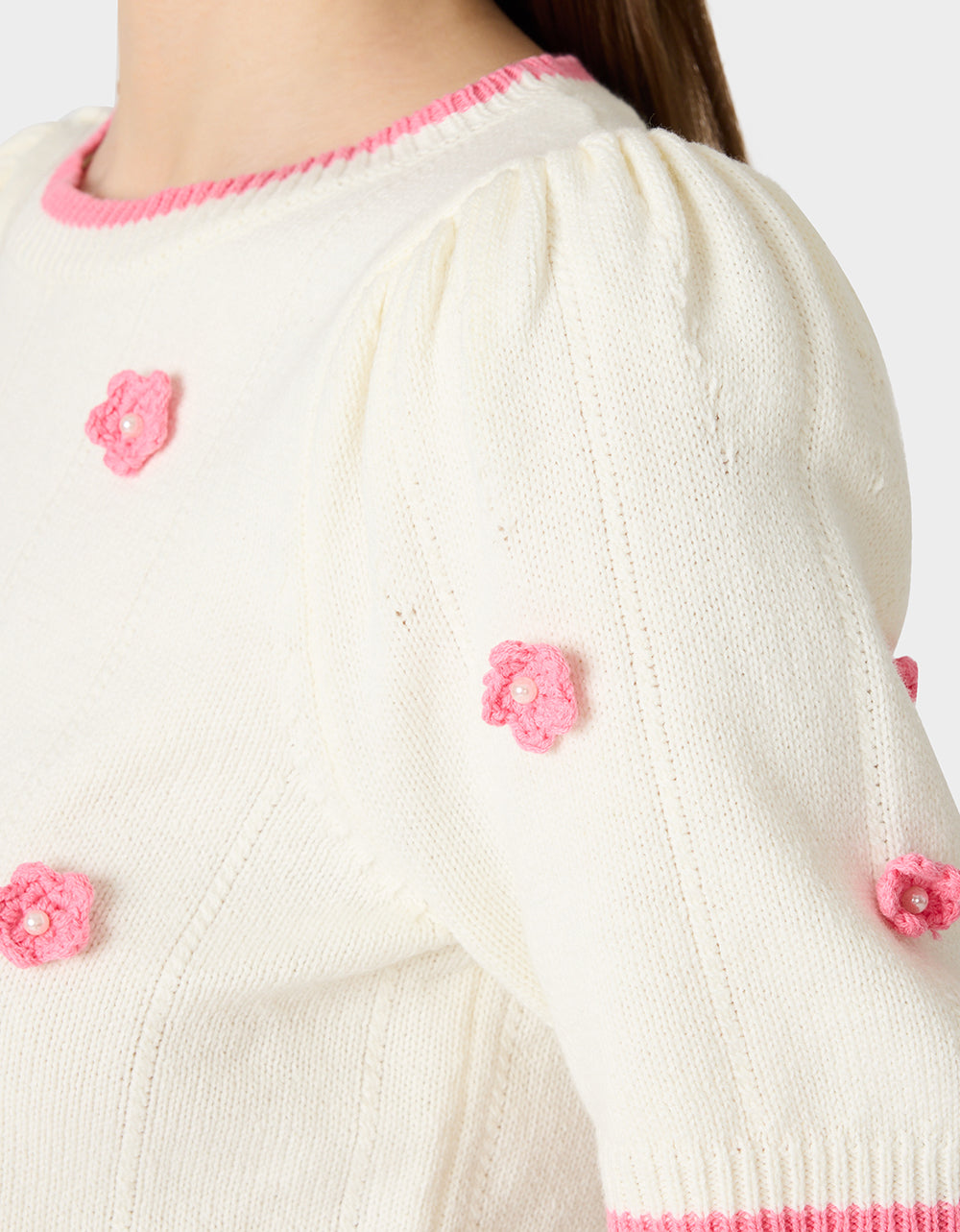 PETAL POP KNIT TOP OFF WHITE