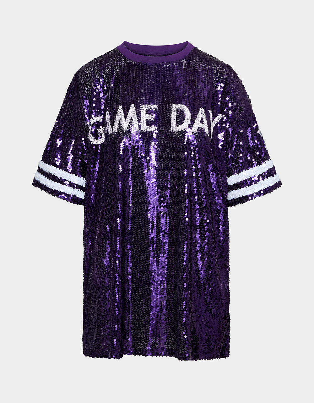 GAME DAY JERSEY SEQUIN DRESS PURPLE