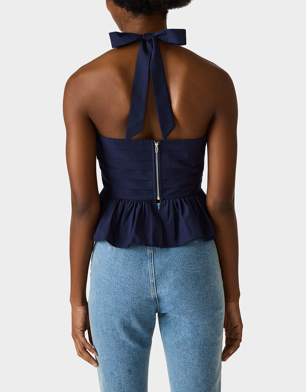AHOY PEPLUM TOP NAVY