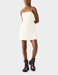 PLEATHER FLORAL MINI OFF WHITE