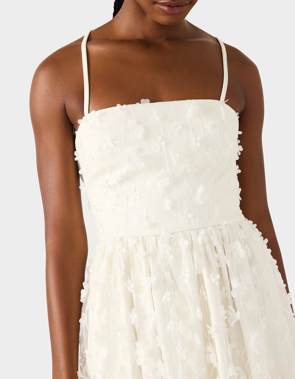 PLEATHER FLORAL MINI OFF WHITE